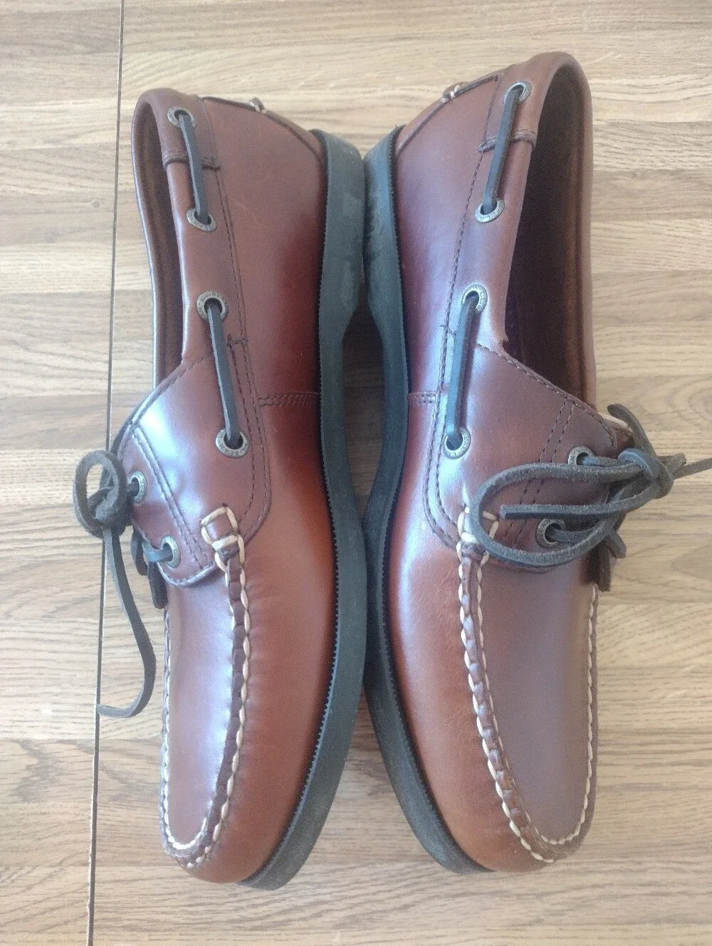 Men's Size 9.5 L. L. Bean Casco Brown Leather Boat Shoes